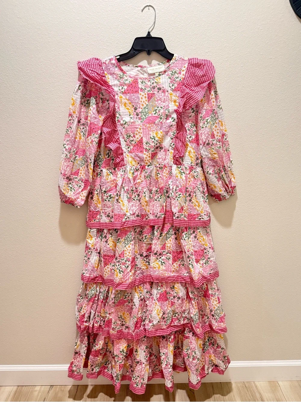 Simply Southern Pink Floral Patchwork Tiered Dress - Picture 1 of 4